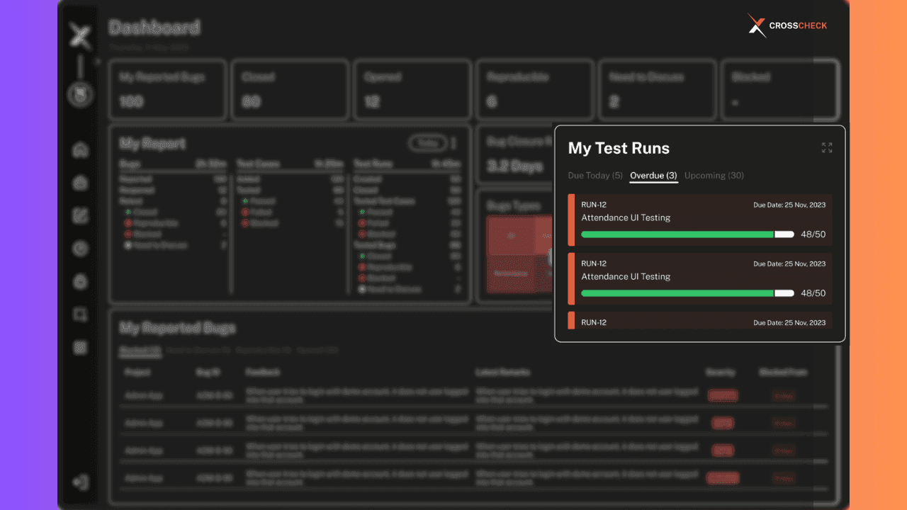 Test run in test management tool