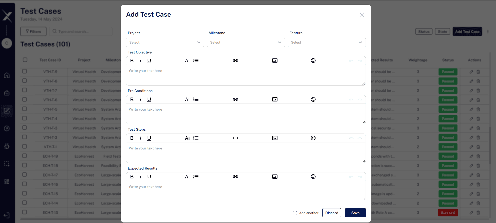 test case form 