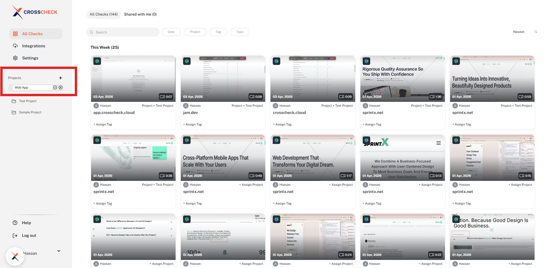Inline create project input in the sidebar